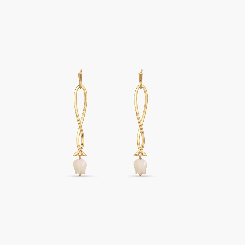 petite diamond promise ring Tulip Silver Drop Earrings