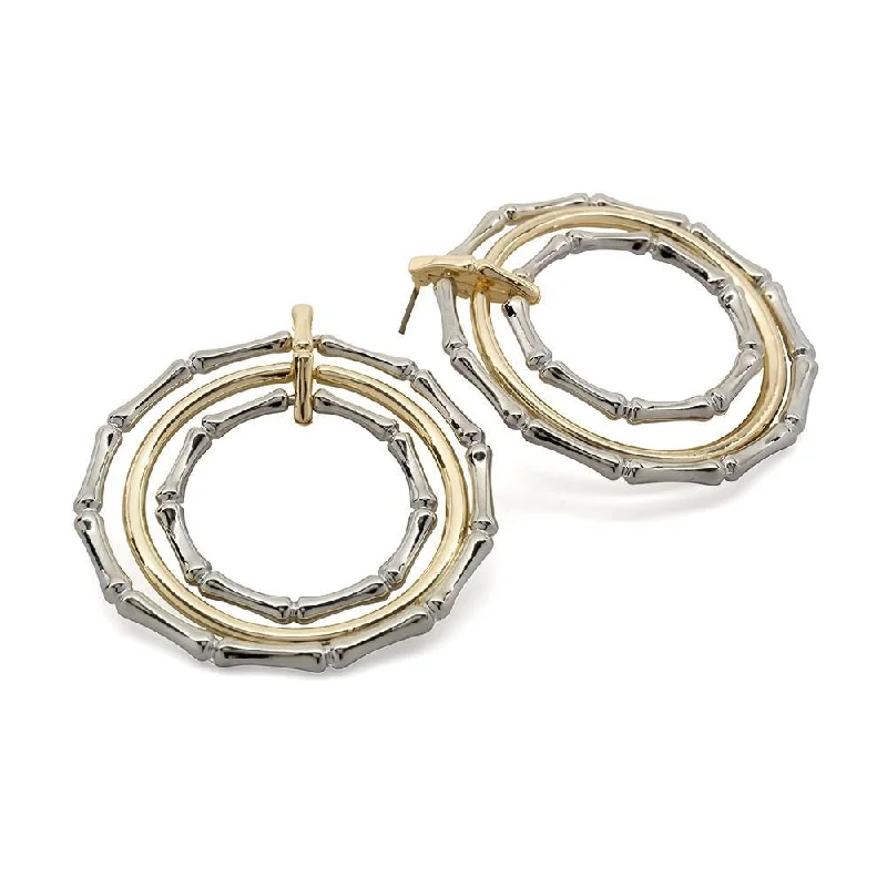 Two Tone Three Circles Post Earrings