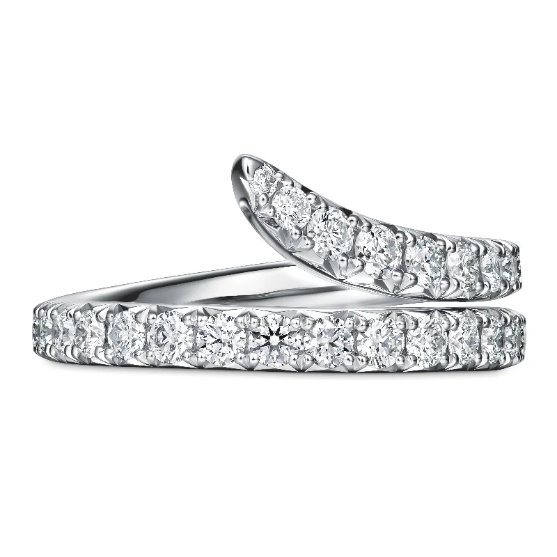 handcrafted raw crystal pendant Vela Double Row Pavé Ring