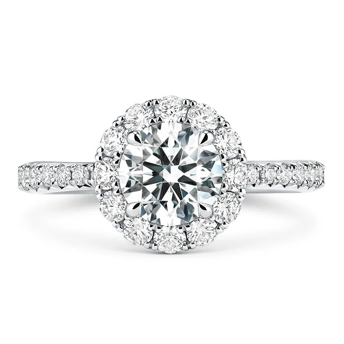vintage-style floral brooch Vela Halo Ring with Diamond Band