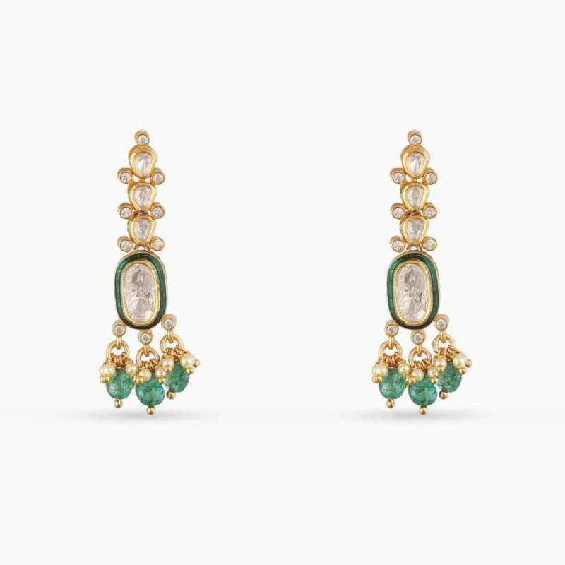 thin gold wire earrings Verdant Glow Moissanite Silver Earrings