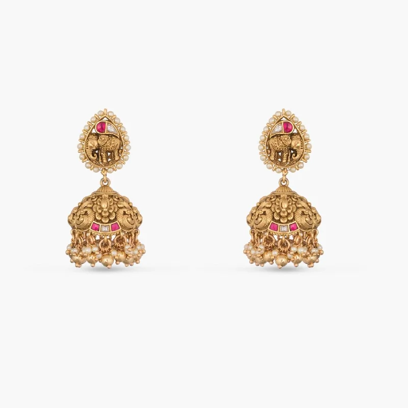 modern geometric gold ring Viraaj Antique Silver Jhumkas