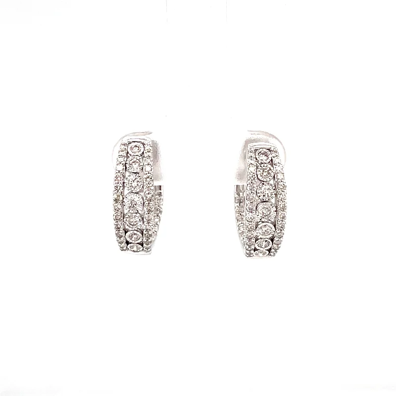 gold initial bracelet personalized White Gold and Diamond 3-Row Inside-Outside Hoop Earrings gold initial bracelet personalized White Gold and Diamond 3-Row Inside-Outside Hoop Earrings