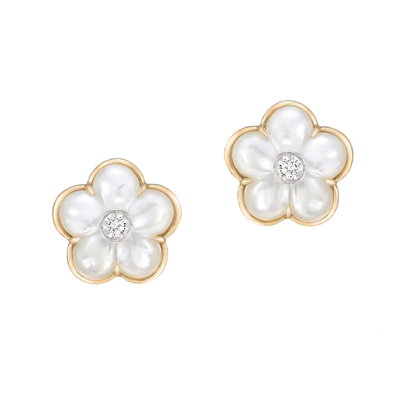 White Mother-of-Pearl Fiore Stud Earrings