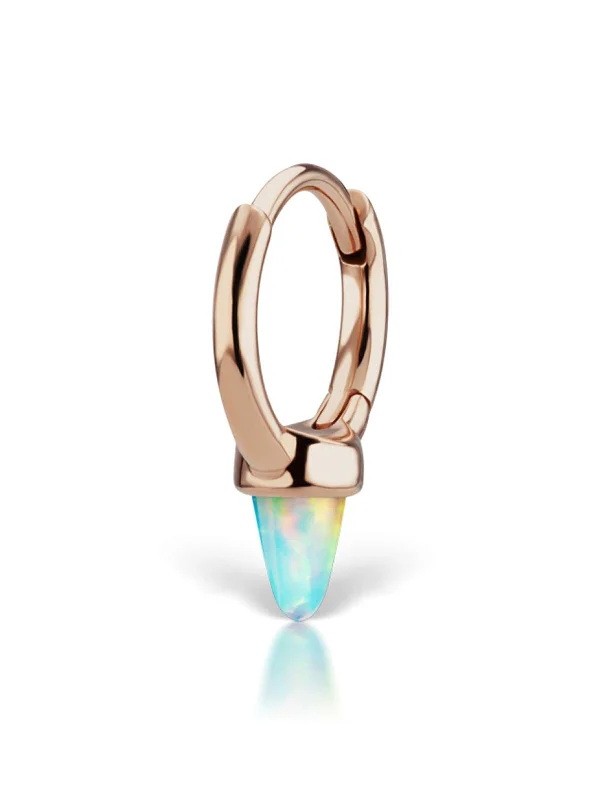 gold and turquoise statement ring White Opal Spike Rose Gold Single Hoop Earring