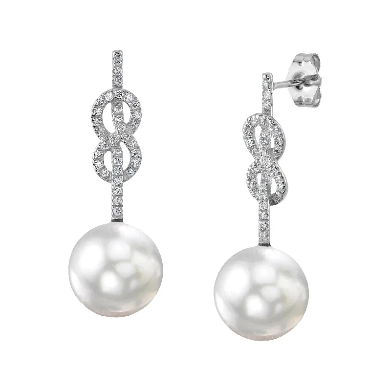 sterling silver herringbone chain White South Sea Pearl & Diamond Levana Infinity Earrings sterling silver herringbone chain White South Sea Pearl & Diamond Levana Infinity Earrings