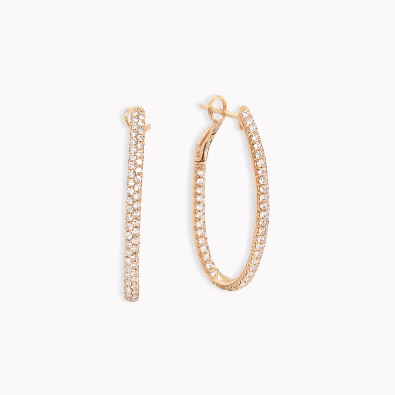 Wide Pavé Diamond Oval Hoops