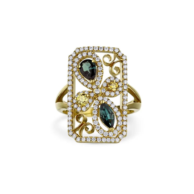 celestial zodiac sign necklace Yellow Diamonds And Alexandrite Ring
