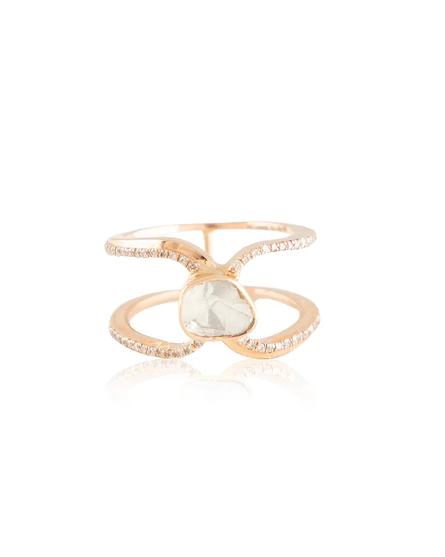 simple crescent moon ring Zeeshani Polki And Diamond Ring