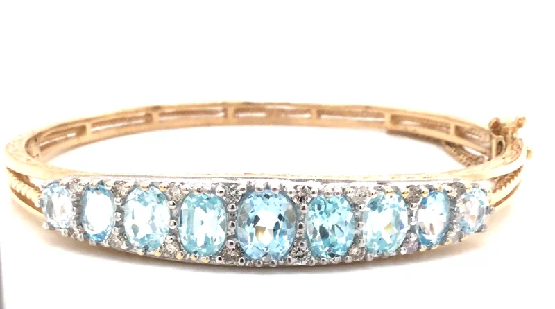 dainty rose gold anklet 10K Yellow Aquamarine and Natural Diamond Hinged Bangle Bracelet dainty rose gold anklet 10K Yellow Aquamarine and Natural Diamond Hinged Bangle Bracelet
