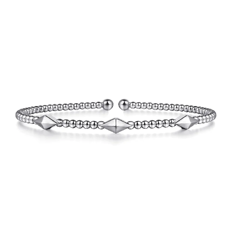 sterling silver herringbone chain 14K White Cuff Bracelet Size 6.25
