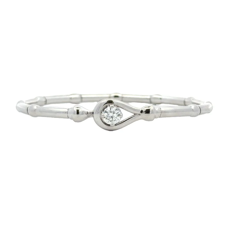 14K White Gold Bangle Bracelet with Diamond