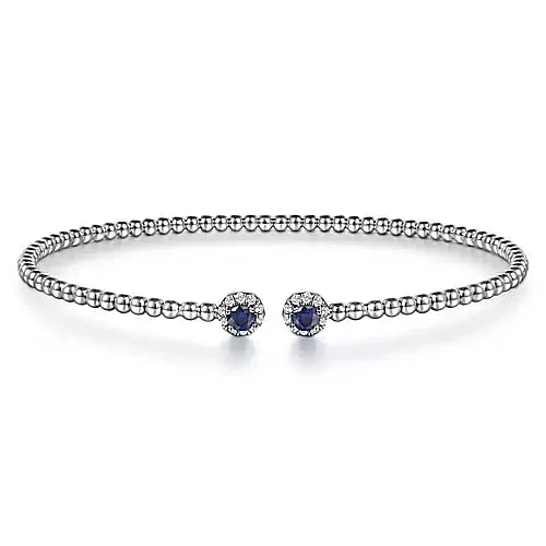 14K White Gold Bujukan Sapphire and Diamond Split Bangle