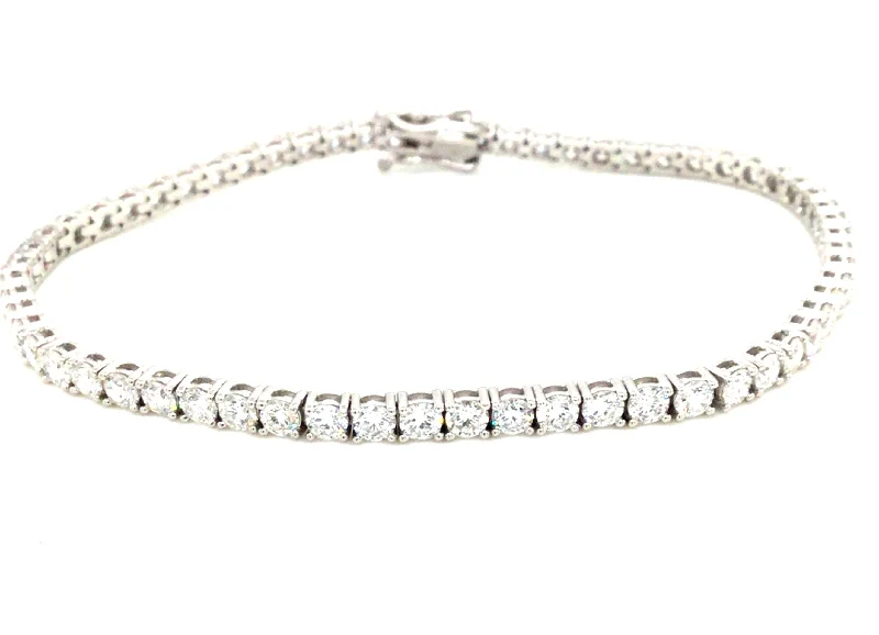 hammered silver wedding band 14K White Lab Grown Diamond Tennis Bracelet