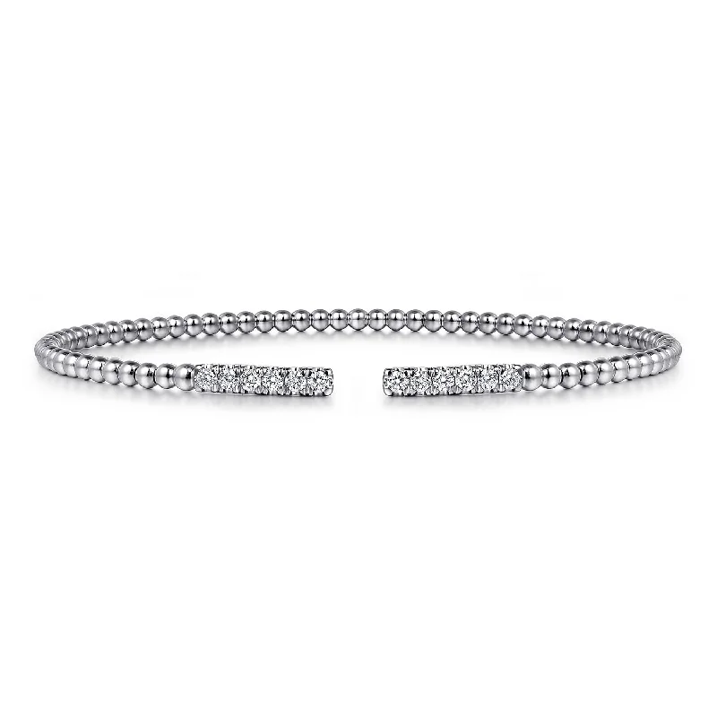 elegant pearl necklace with diamonds 14K White Natural Diamond Cuff Bracelet