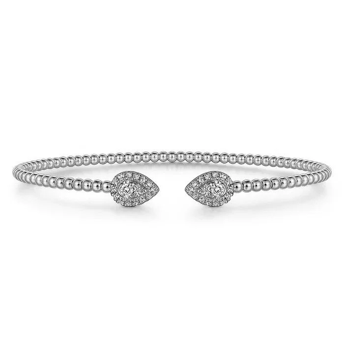 dainty pearl and diamond ring 14K White Natural Diamond Cuff Bracelet
