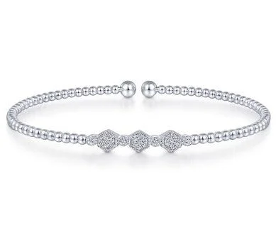 celestial sunburst necklace gold 14K White Natural Diamond Cuff Bracelet