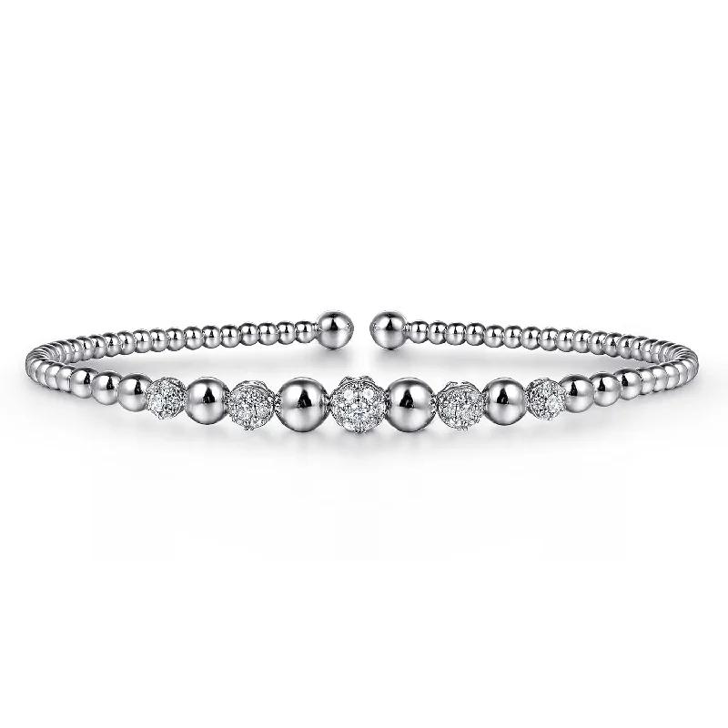 luxury diamond eternity ring 14K White Natural Diamond Cuff Bracelet