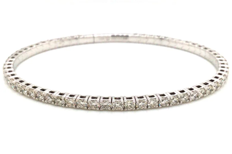classic gold cuff bracelet 14K White Natural Diamond Flexible Bangle Bracelet