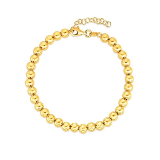 sapphire engagement ring halo 14K Yellow 5.00 mm Bead Bracelet Size 7.25