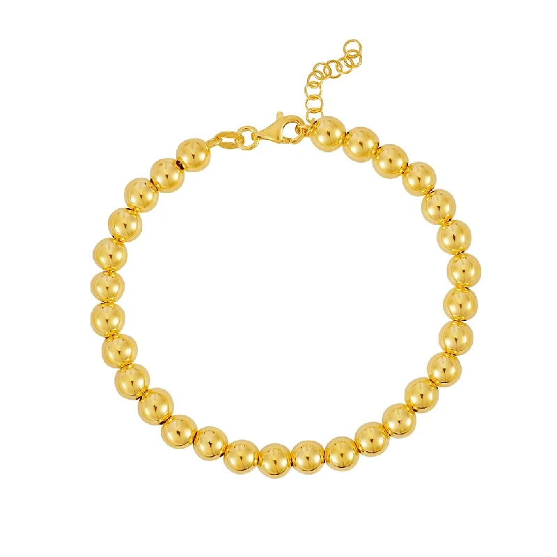 adjustable charm bracelet sterling silver 14K Yellow 6.00 mm Bead Bracelet Size 7.25