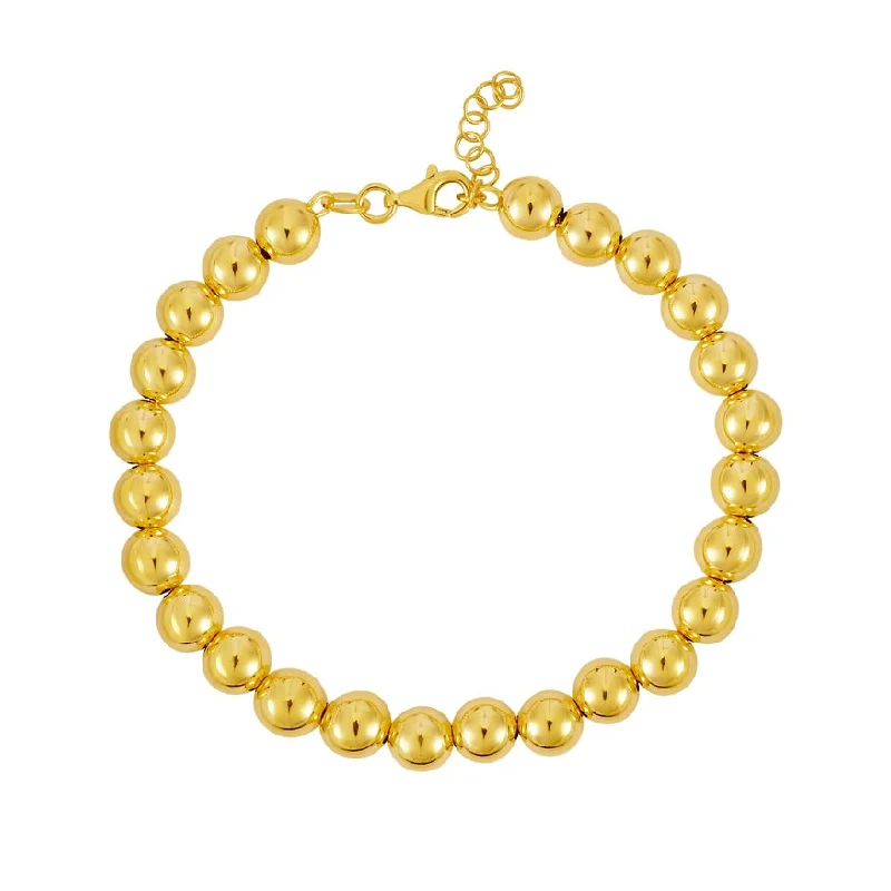 diamond tennis bracelet real 14K Yellow 7.00 mm Bead Bracelet Size 7.25