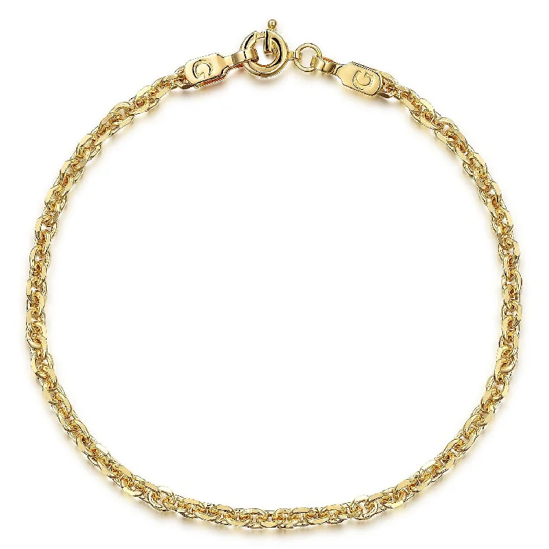 chunky silver hoop earrings 14K Yellow Cable Link Bracelet Size 7