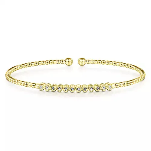 14K Yellow Gold Bujukan Bead Diamond Bangle