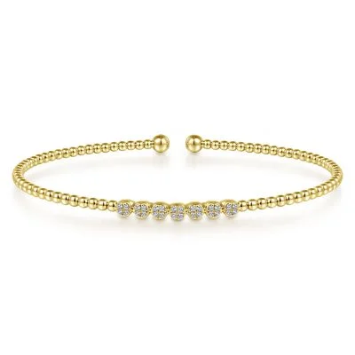 handcrafted beaded bracelet boho 14K Yellow Natural Diamond Cuff Bracelet