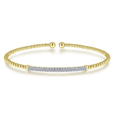 hammered gold stacking rings 14K Yellow Natural Diamond Cuff Bracelet