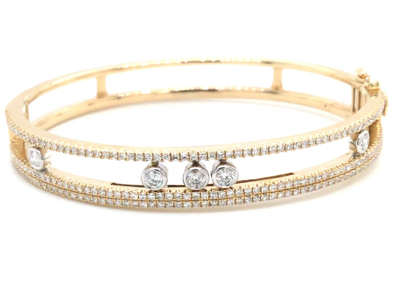 statement gemstone necklace handmade 14K Yellow Natural Diamond Hinged Bangle Bracelet