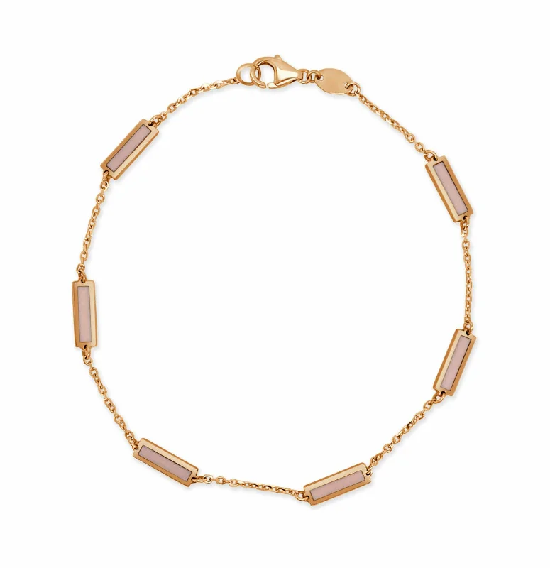 minimalist black pearl necklace 14K Yellow Pink Coral Station Bracelet