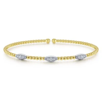 custom nameplate bracelet silver 14K Yellow & White Natural Diamond Cuff Bracelet