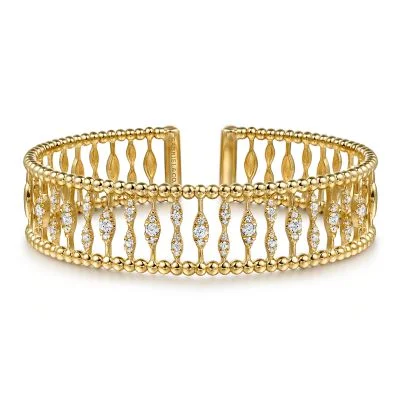 minimalist pearl pendant necklace 14K Yellow & White Natural Diamond Cuff Bracelet