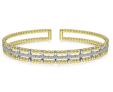 vintage Victorian brooch pin 14K Yellow & White Natural Diamond Cuff Bracelet
