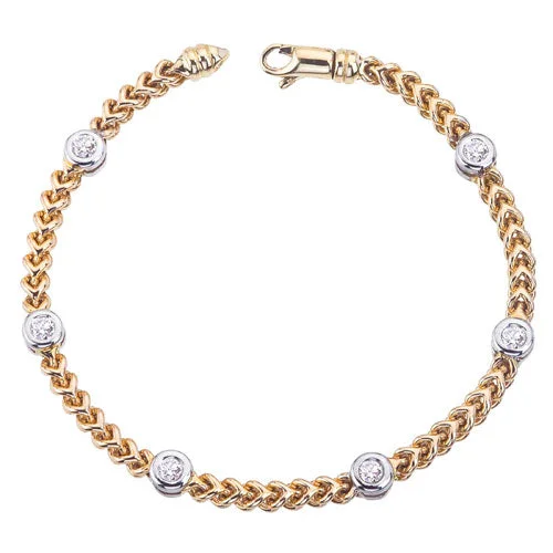 handmade lava stone bracelet 14K Yellow & White Natural Diamond Station Bracelet