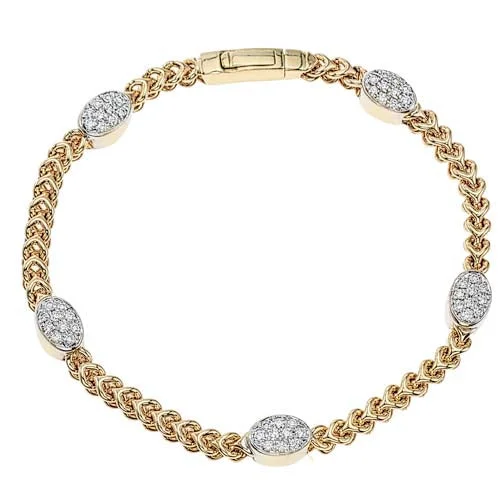 evil eye protection bracelet 14K Yellow & White Natural Diamond Station Bracelet