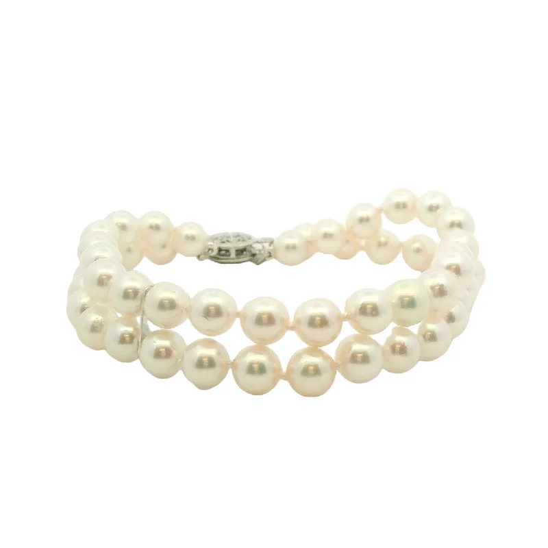 unique moon phase ring 7 inch Cultured Akoya Pearl Bracelet with14K clasp