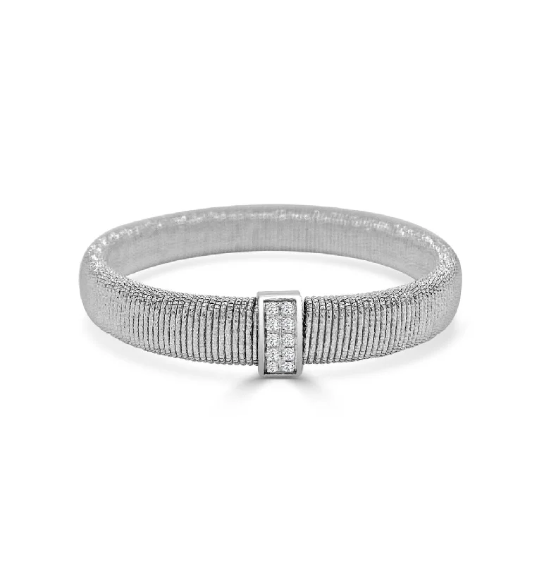 real jade bangle bracelet 18K White Natural Diamond Stretch Bracelet