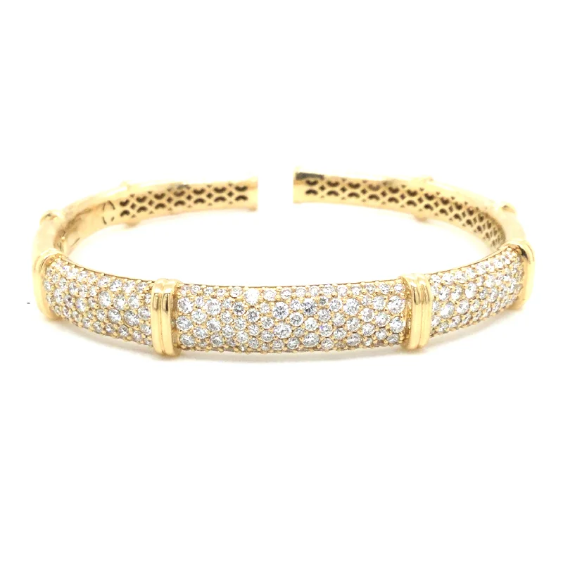 silver Celtic knot necklace 18K Yellow Natural Diamond Hinged Bangle Bracelet