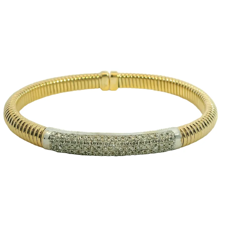 vintage filigree engagement ring 18K Yellow & White Natural Diamond Cuff Bracelet