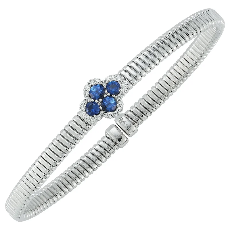 dainty heart charm necklace 18K White Sapphire and Natural Diamond Cuff Bracelet
