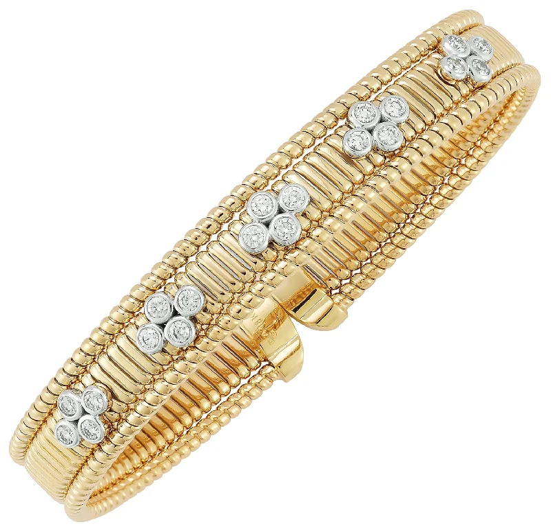 black opal engagement ring 18K Yellow & White Natural Diamond Cuff Bracelet