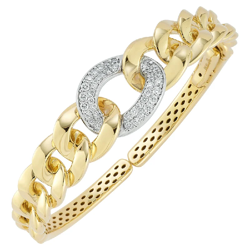 modern geometric earrings gold 18K Yellow & White Natural Diamond Cuff Bracelet