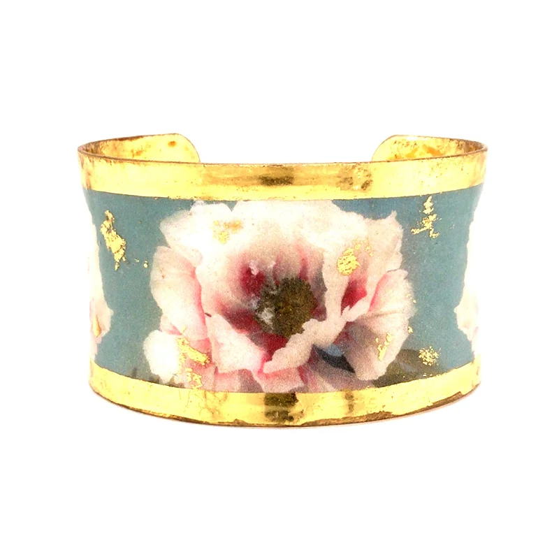 bohemian anklet with shells 22K Yellow Gold Leaf Peony Cuff Bracelet
