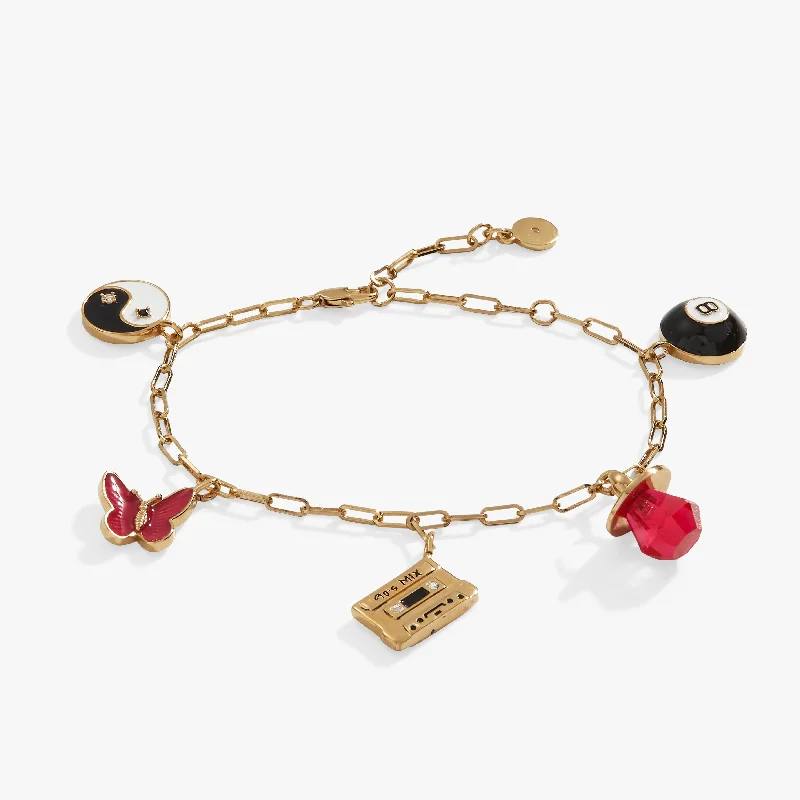 gold mesh bangle bracelet ‘90s Nostalgia Charm Bracelet
