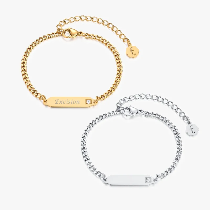 celestial astrology sign ring Bar Gem Engravable Bracelets