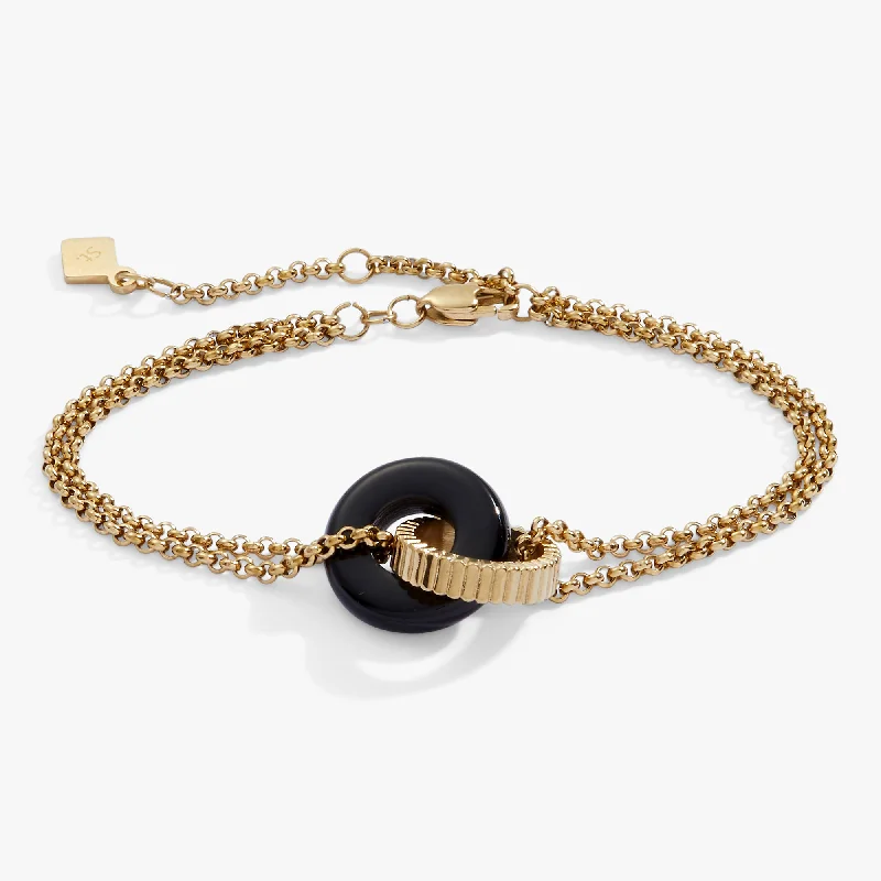 simple crystal pendant necklace Black Onyx Textured Bracelet