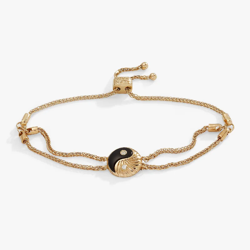 rose gold snake chain bracelet Black Onyx Yin Yang Precious Bracelet