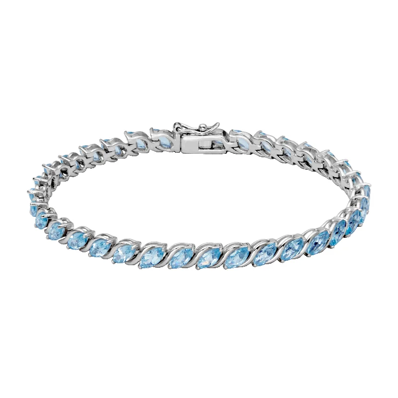 rose gold ring with diamonds Blue Topaz Bracelet, Sterling Silver